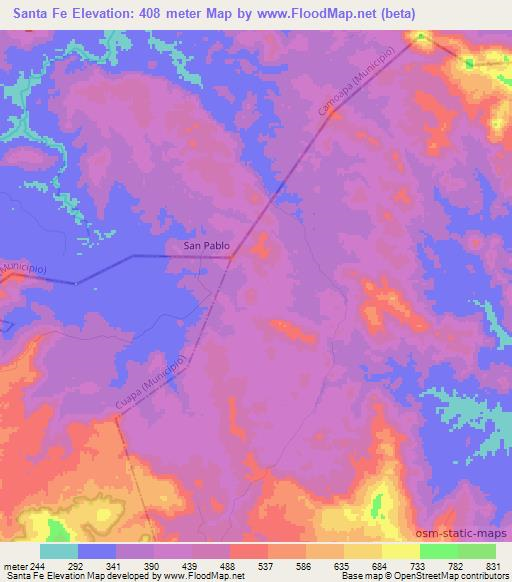Santa Fe,Nicaragua Elevation Map
