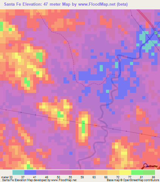 Santa Fe,Nicaragua Elevation Map