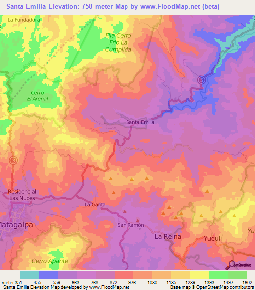 Santa Emilia,Nicaragua Elevation Map