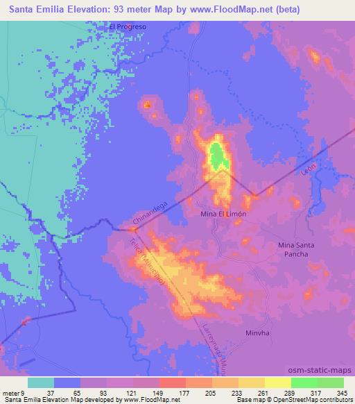 Santa Emilia,Nicaragua Elevation Map