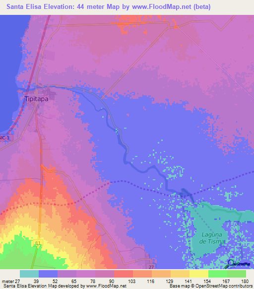 Santa Elisa,Nicaragua Elevation Map