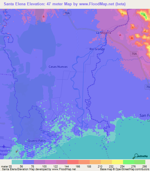 Santa Elena,Nicaragua Elevation Map