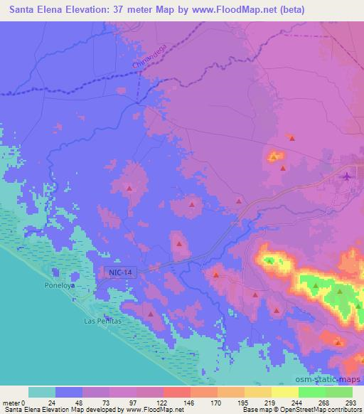 Santa Elena,Nicaragua Elevation Map