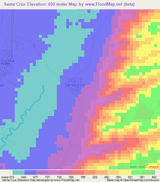 Santa Cruz,Nicaragua Elevation Map