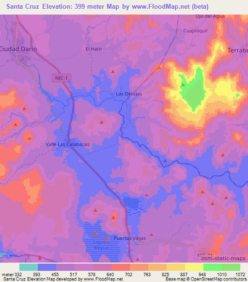 Santa Cruz,Nicaragua Elevation Map