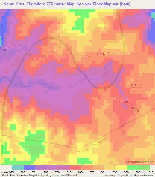 Santa Cruz,Nicaragua Elevation Map