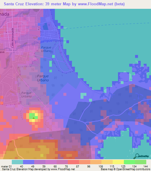 Santa Cruz,Nicaragua Elevation Map