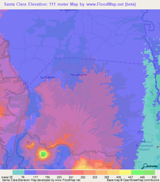 Santa Clara,Nicaragua Elevation Map