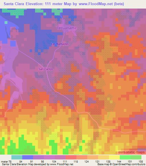 Santa Clara,Nicaragua Elevation Map