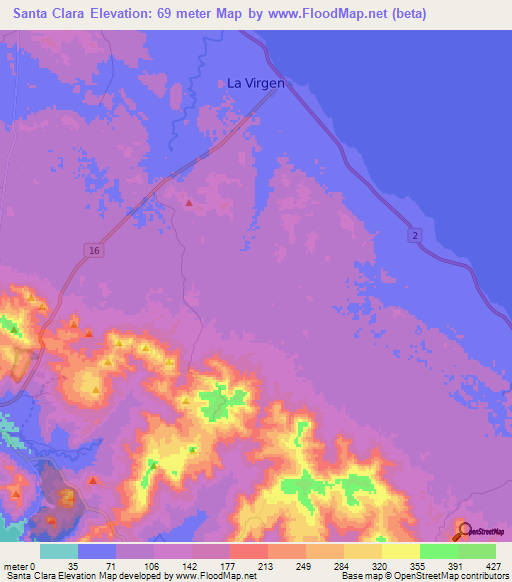 Santa Clara,Nicaragua Elevation Map