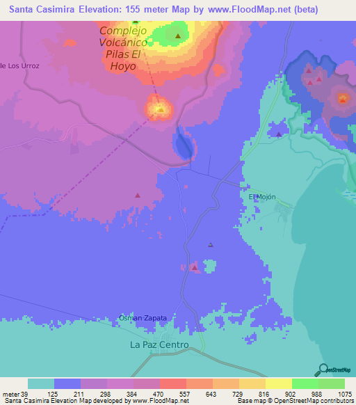 Santa Casimira,Nicaragua Elevation Map