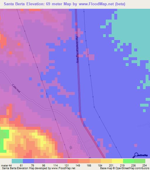 Santa Berta,Nicaragua Elevation Map