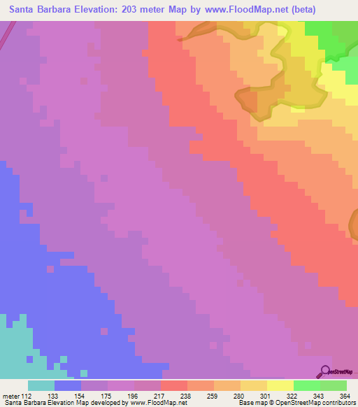 Santa Barbara,Nicaragua Elevation Map