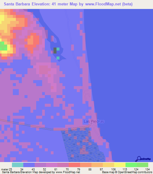 Santa Barbara,Nicaragua Elevation Map