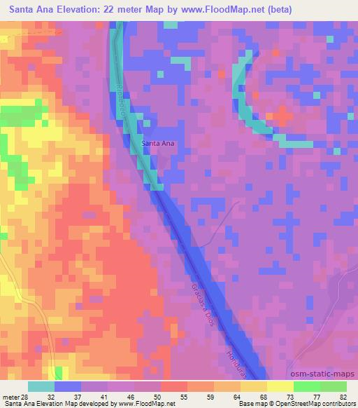 Santa Ana,Nicaragua Elevation Map