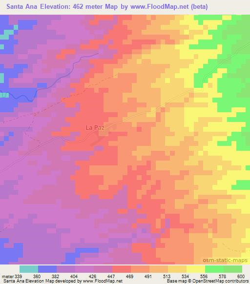 Santa Ana,Nicaragua Elevation Map