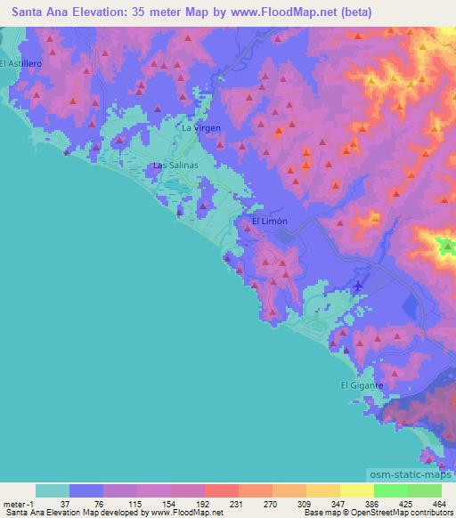 Santa Ana,Nicaragua Elevation Map