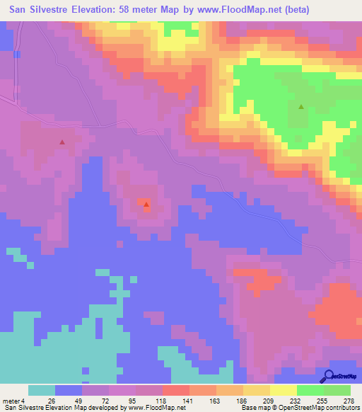 San Silvestre,Nicaragua Elevation Map