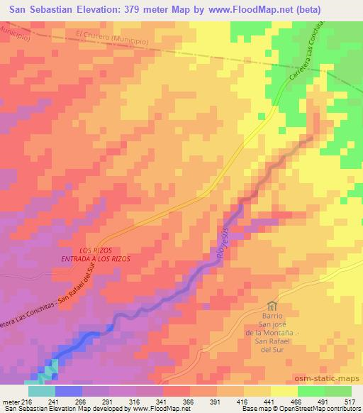 San Sebastian,Nicaragua Elevation Map