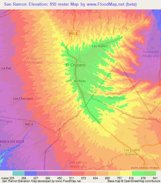 San Ramon,Nicaragua Elevation Map