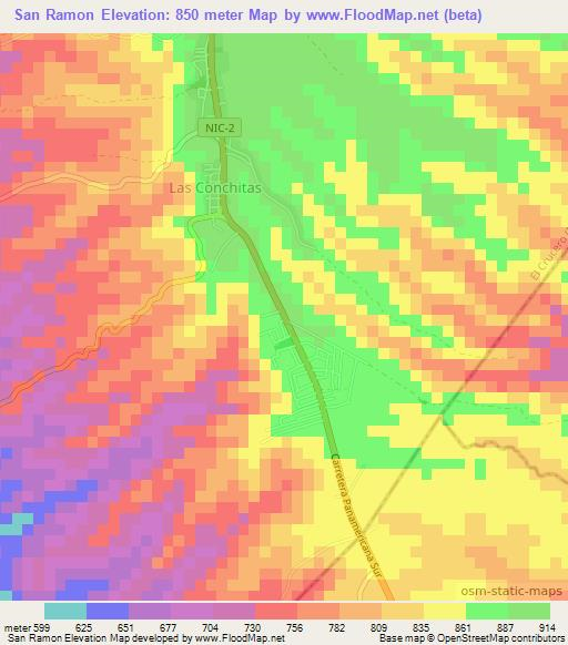 San Ramon,Nicaragua Elevation Map