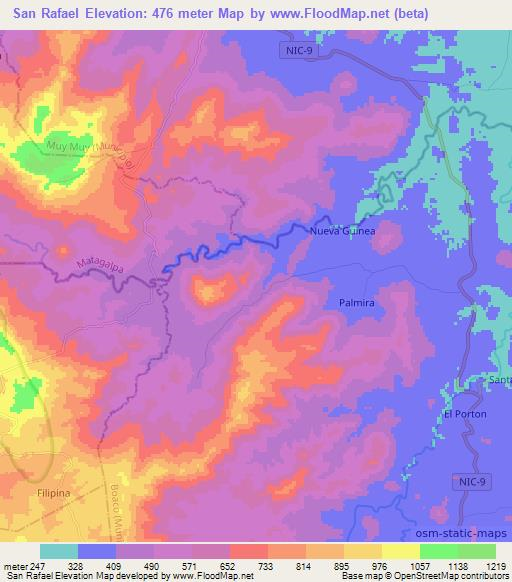 San Rafael,Nicaragua Elevation Map