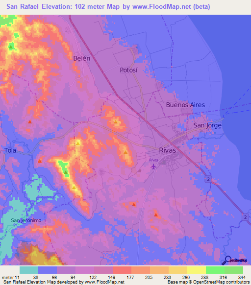 San Rafael,Nicaragua Elevation Map
