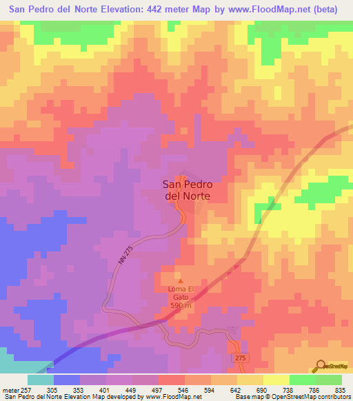 San Pedro del Norte,Nicaragua Elevation Map
