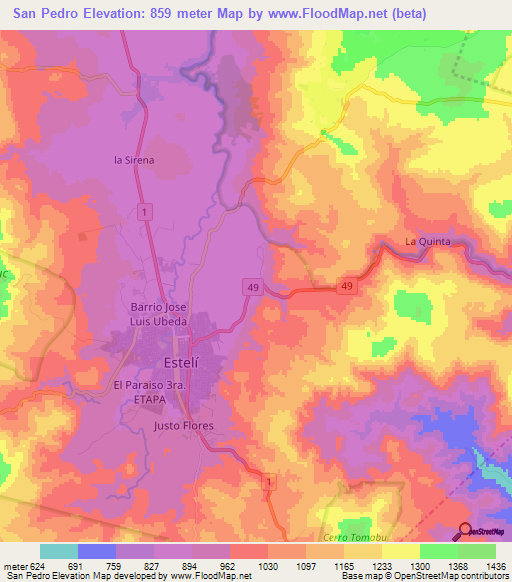 San Pedro,Nicaragua Elevation Map