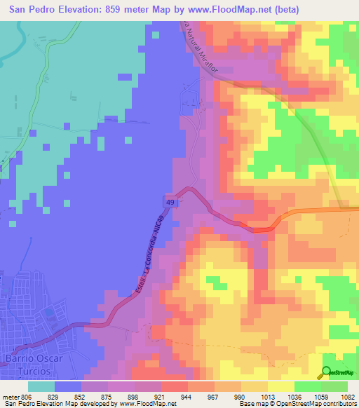 San Pedro,Nicaragua Elevation Map
