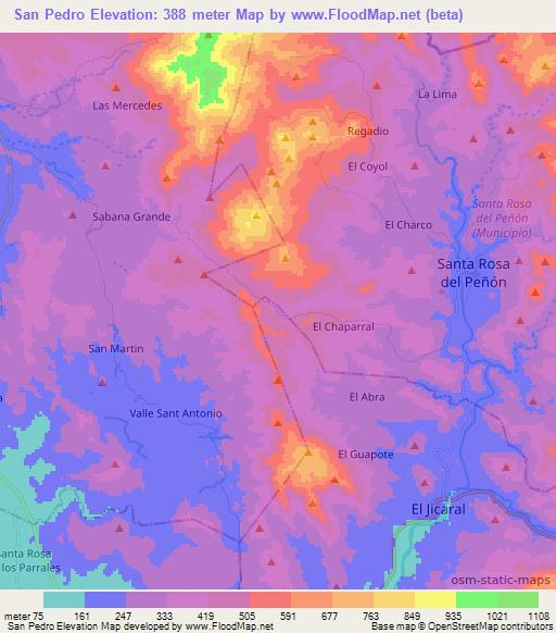 San Pedro,Nicaragua Elevation Map