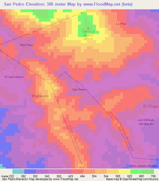 San Pedro,Nicaragua Elevation Map
