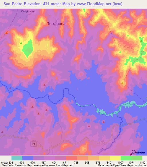 San Pedro,Nicaragua Elevation Map