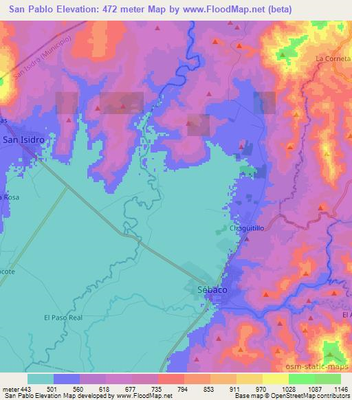 San Pablo,Nicaragua Elevation Map