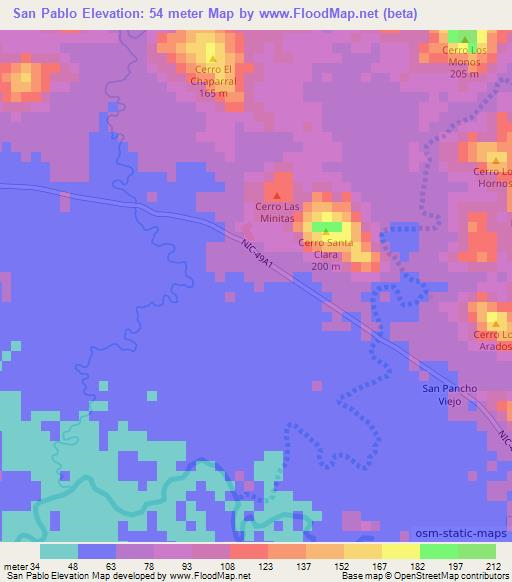 San Pablo,Nicaragua Elevation Map