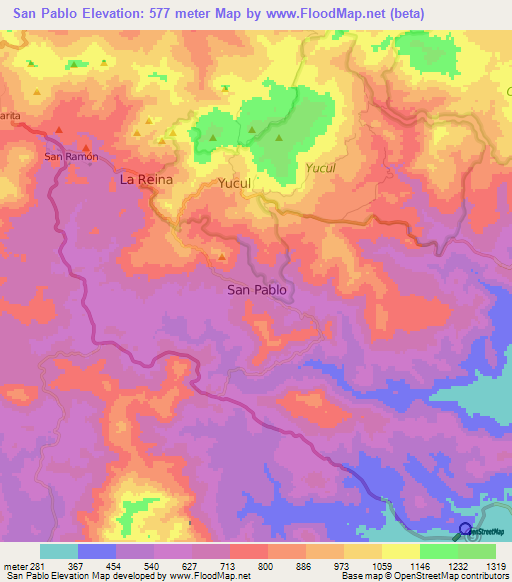 San Pablo,Nicaragua Elevation Map