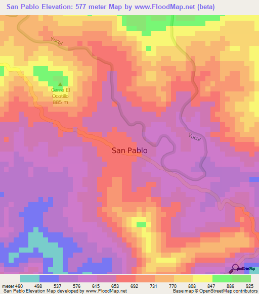 San Pablo,Nicaragua Elevation Map