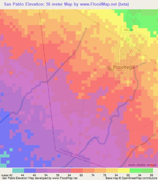 San Pablo,Nicaragua Elevation Map