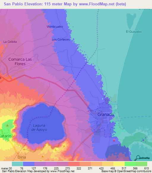 San Pablo,Nicaragua Elevation Map