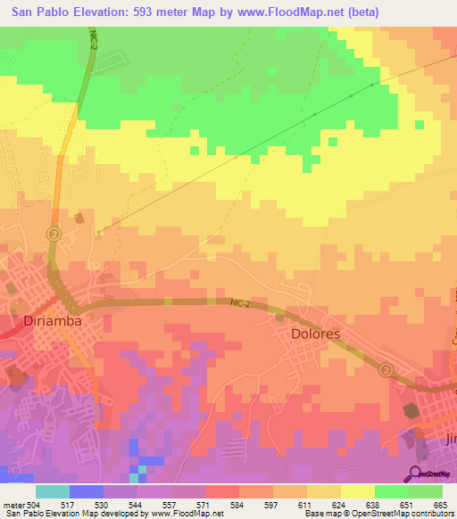 San Pablo,Nicaragua Elevation Map