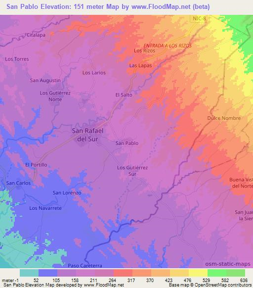San Pablo,Nicaragua Elevation Map
