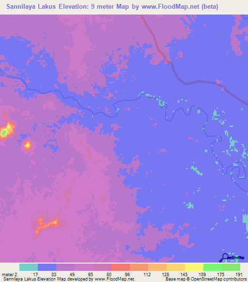 Sannilaya Lakus,Nicaragua Elevation Map
