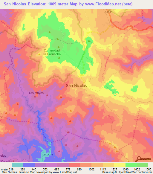 San Nicolas,Nicaragua Elevation Map