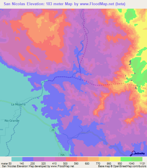 San Nicolas,Nicaragua Elevation Map