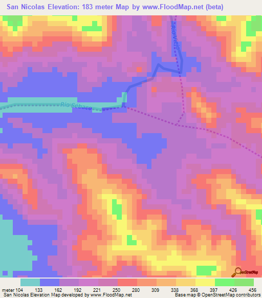 San Nicolas,Nicaragua Elevation Map