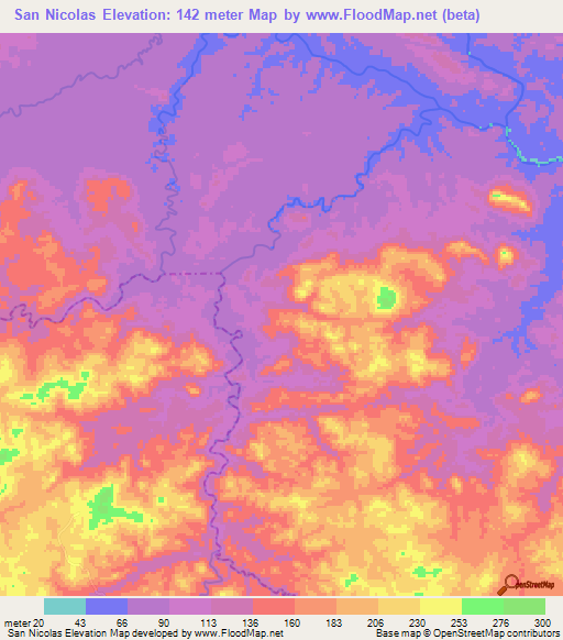 San Nicolas,Nicaragua Elevation Map