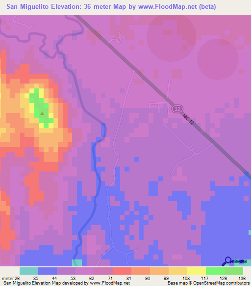 San Miguelito,Nicaragua Elevation Map