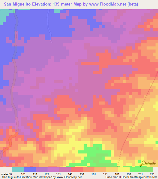 San Miguelito,Nicaragua Elevation Map
