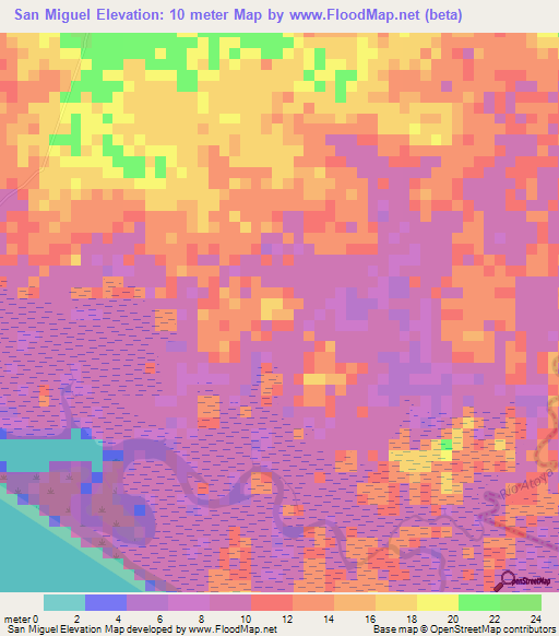 San Miguel,Nicaragua Elevation Map