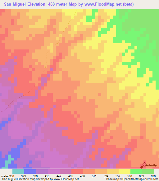 San Miguel,Nicaragua Elevation Map